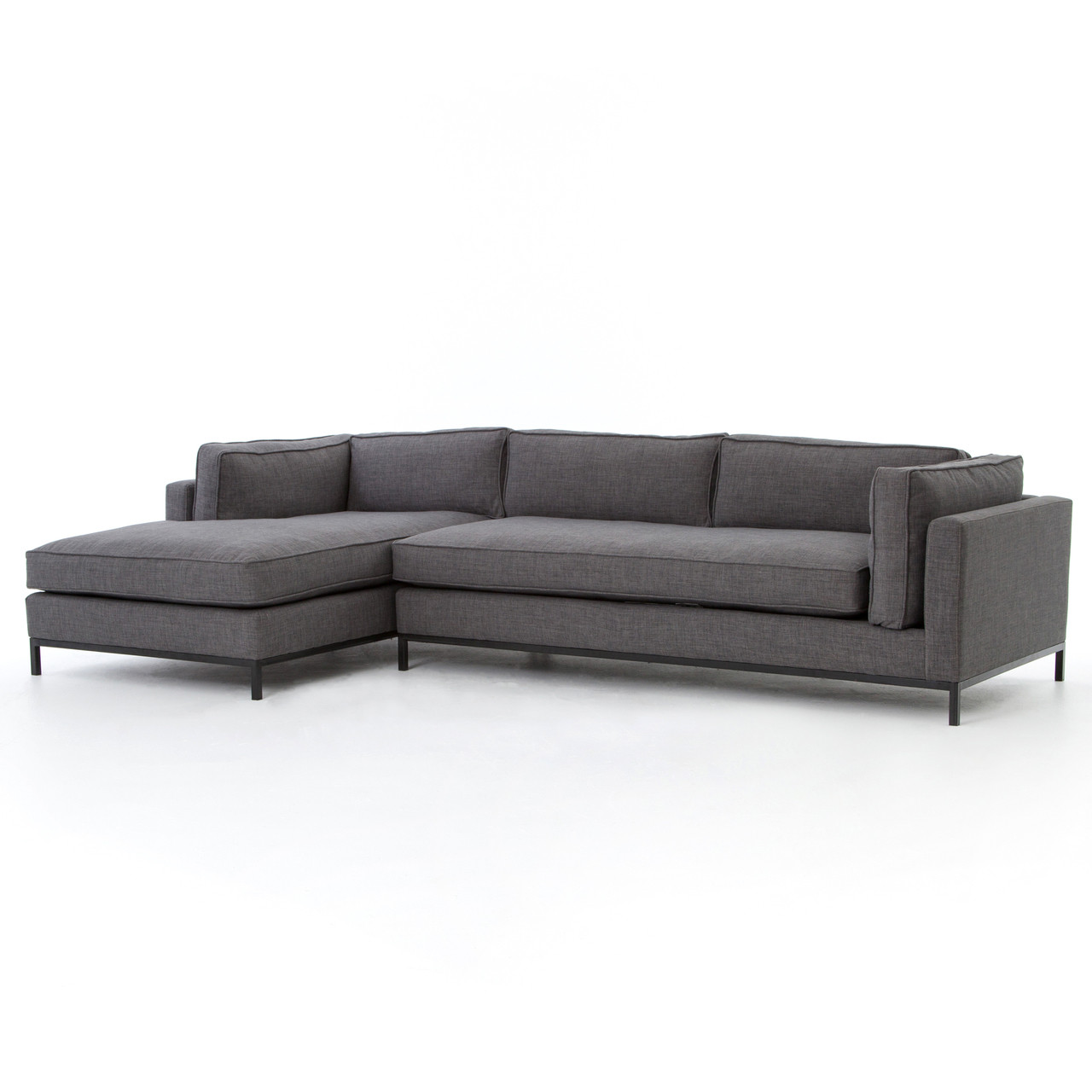 Grammercy Upholstered Modern 2 Piece Sectional Sofa Charcoal
