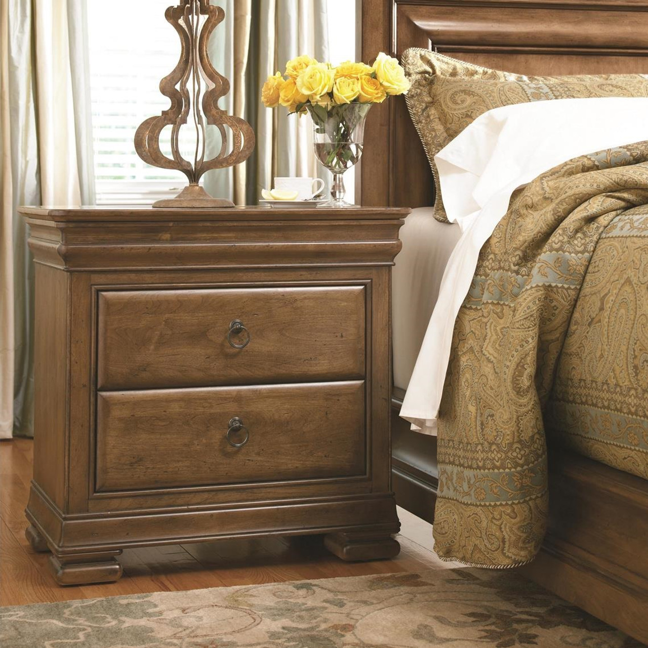  Glory Furniture Louis Phillipe 2 Drawer Nightstand in Oak :  Home & Kitchen