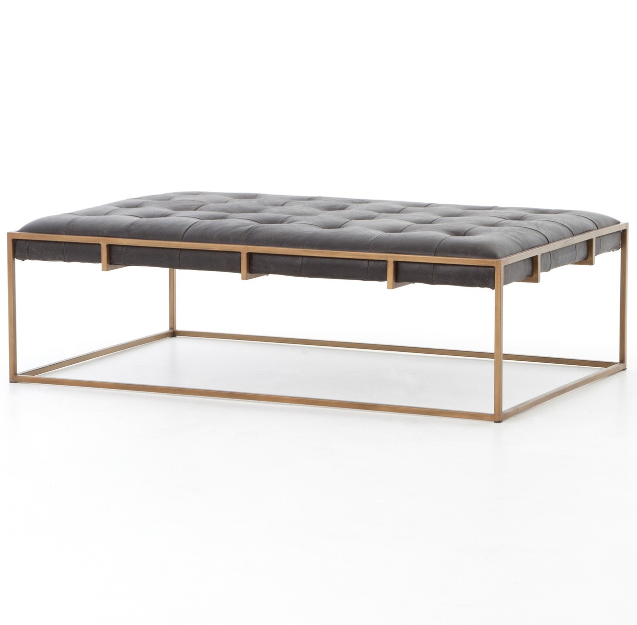 Oxford Tufted Black Leather Ottoman Coffee Table 50 Zin Home