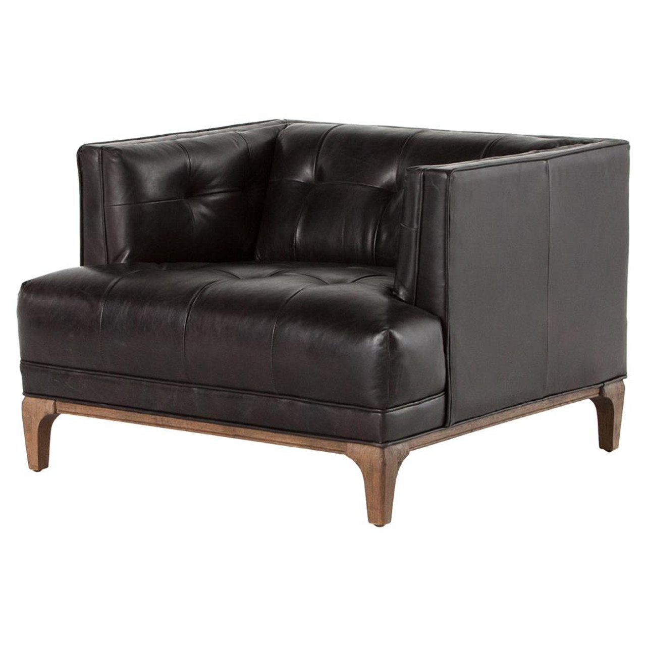 Dylan Mid Century Modern Tufted Black Leather Chair Zin Home