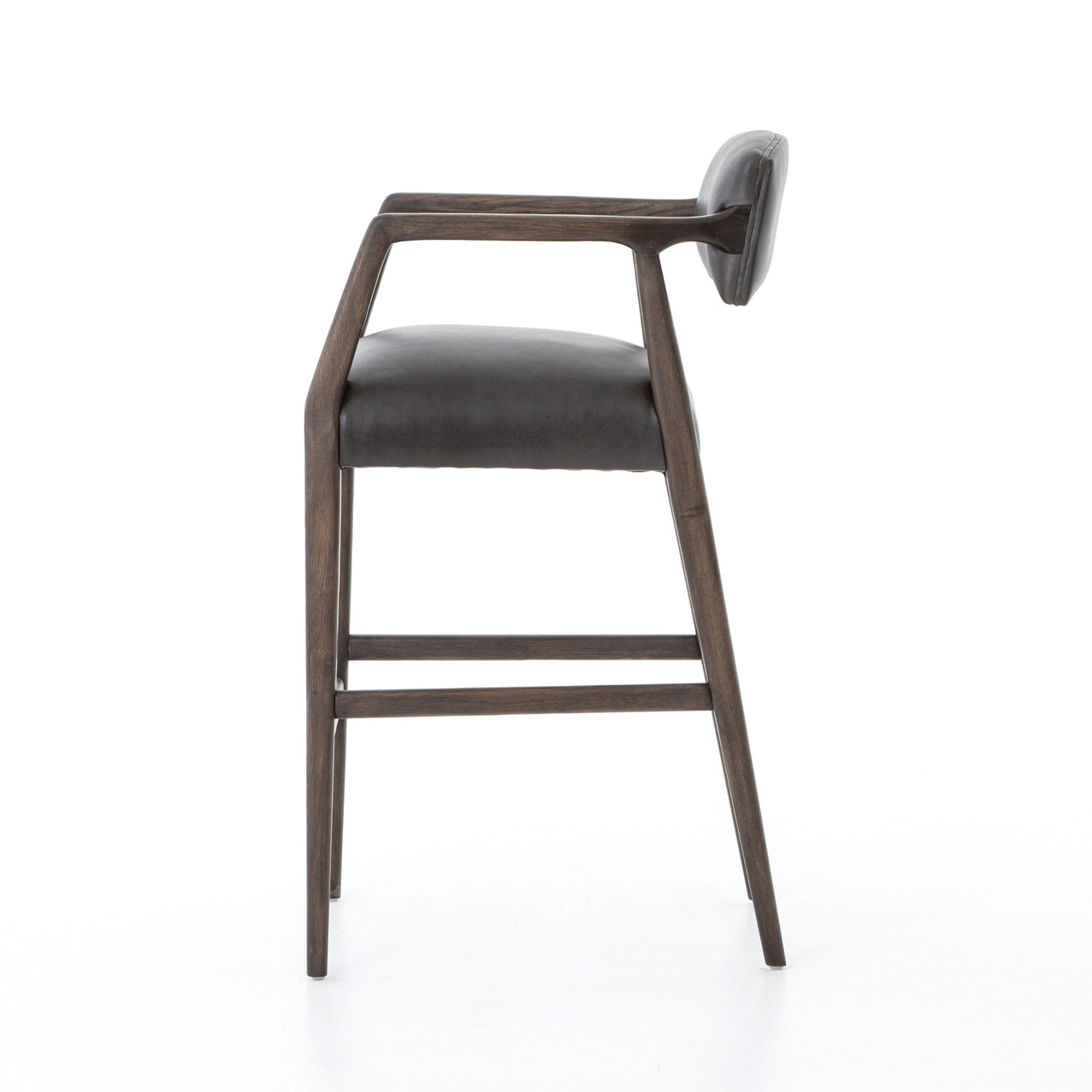 Tyler MidCentury Modern Black Leather Bar Stool Zin Home