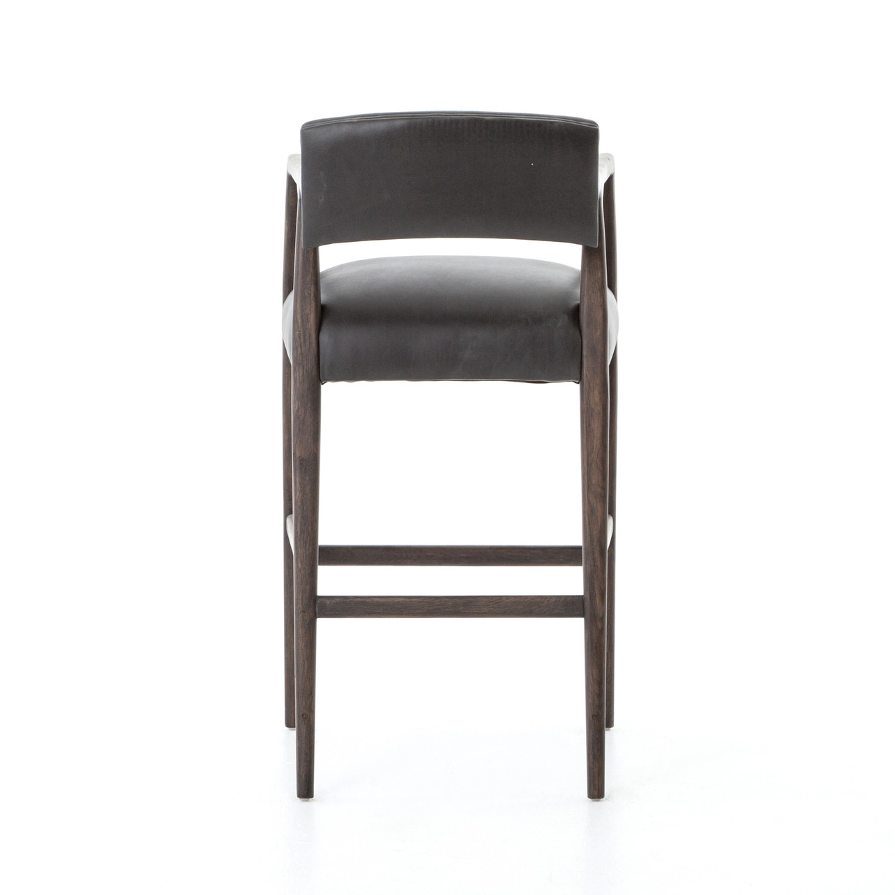 Tyler MidCentury Modern Black Leather Bar Stool Zin Home