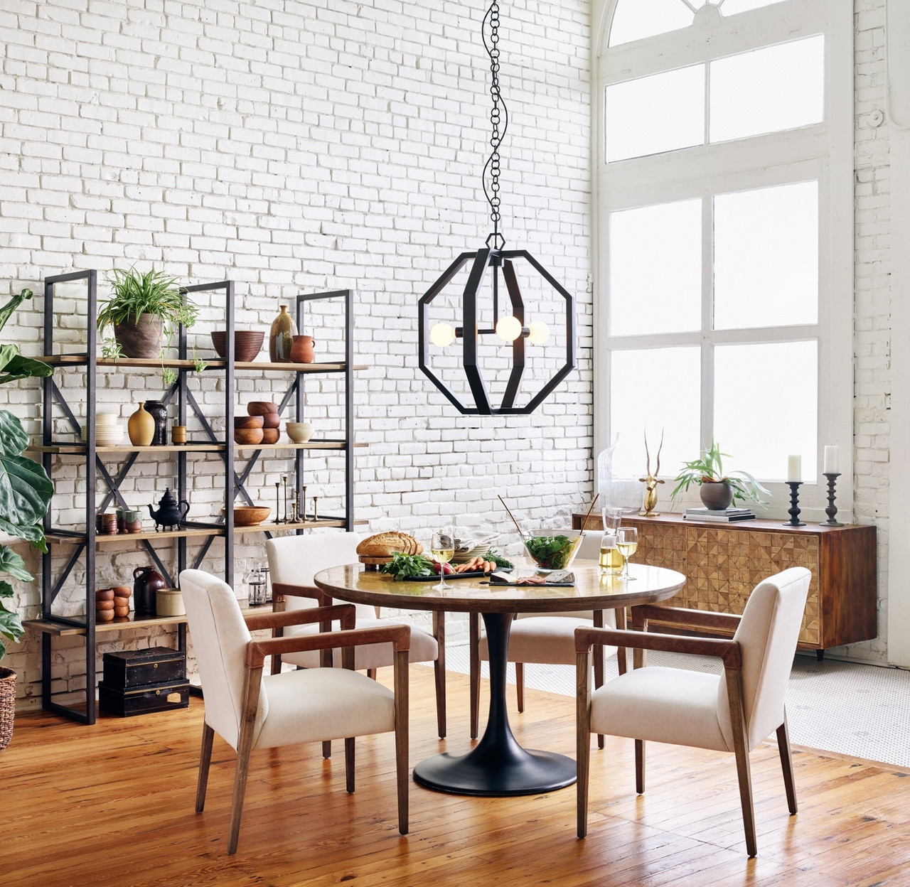 Reuben Oak Wood Linen Upholstered Dining Chair | Zin Home