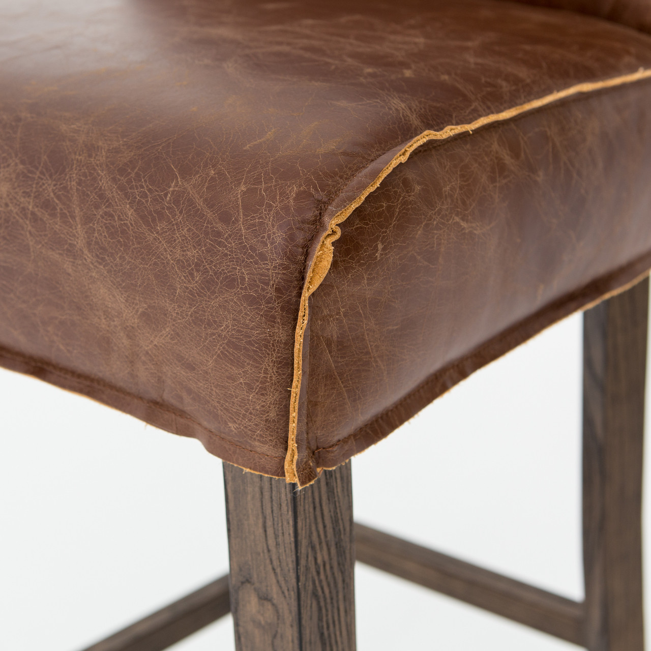 UrbanRustic Chestnut Leather Counter Stool Zin Home