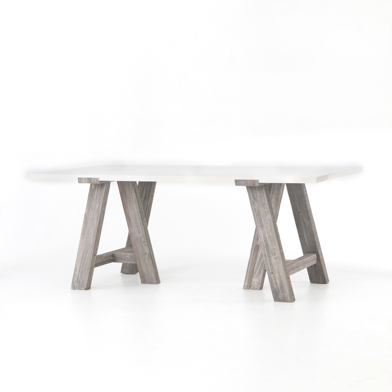 Texas Barn Modern Sawhorse White Top Dining Room Table