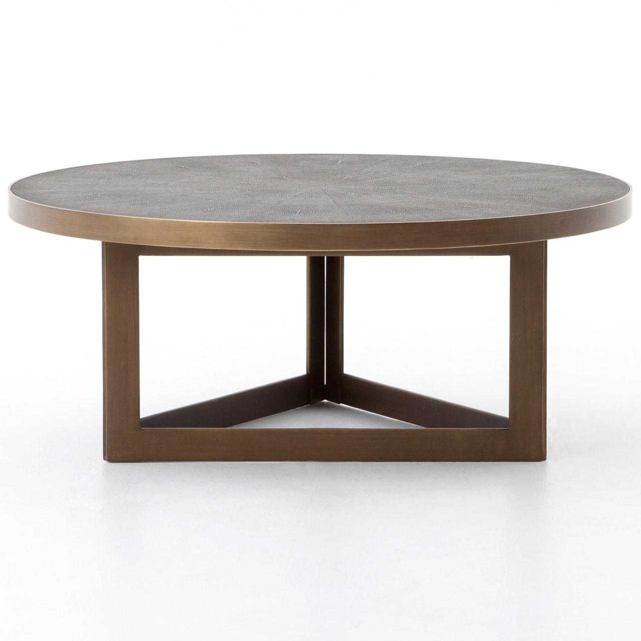 Hollywood Modern Shagreen Round Coffee Table - Antiqued