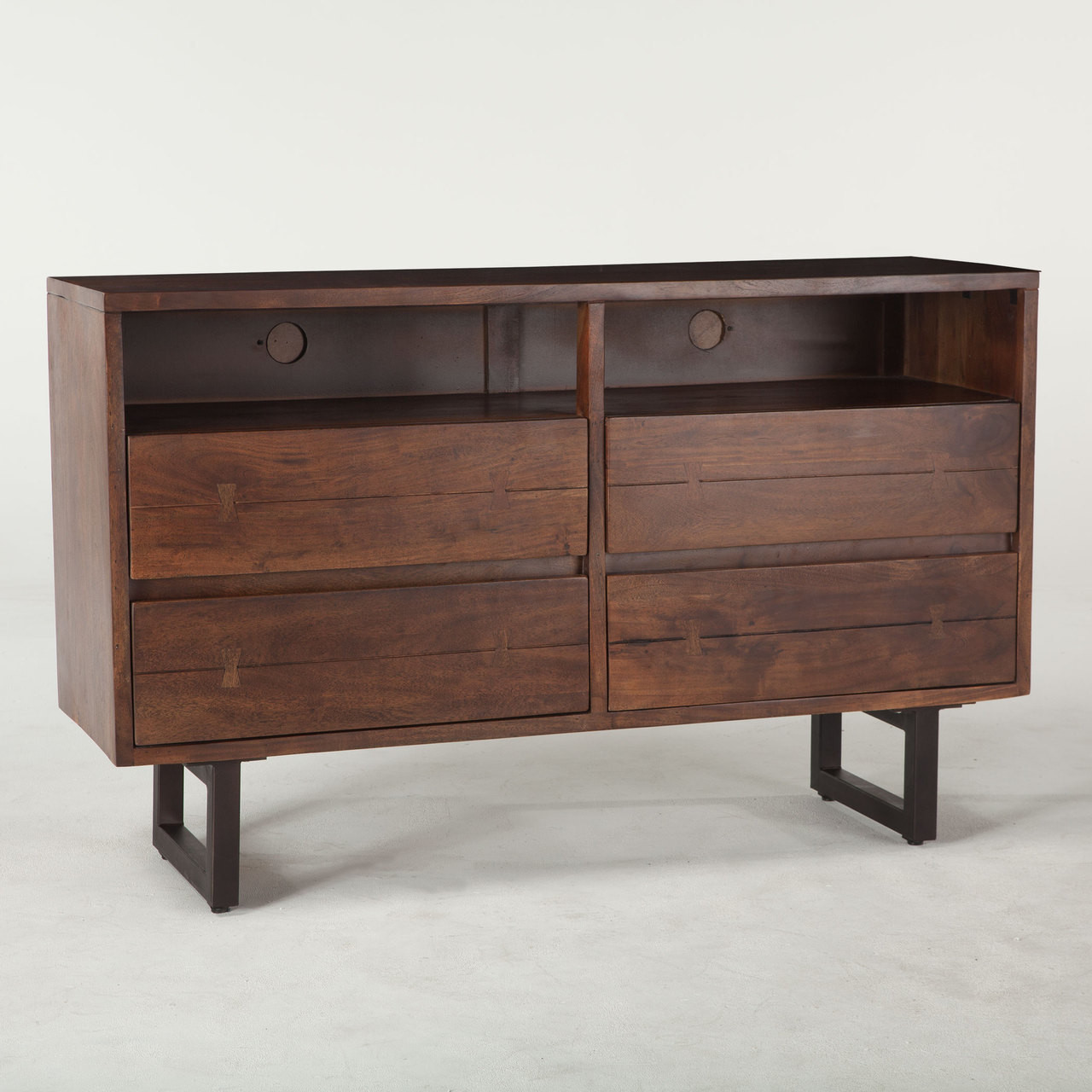 Live Edge Solid Wood Iron Media Dresser Zin Home