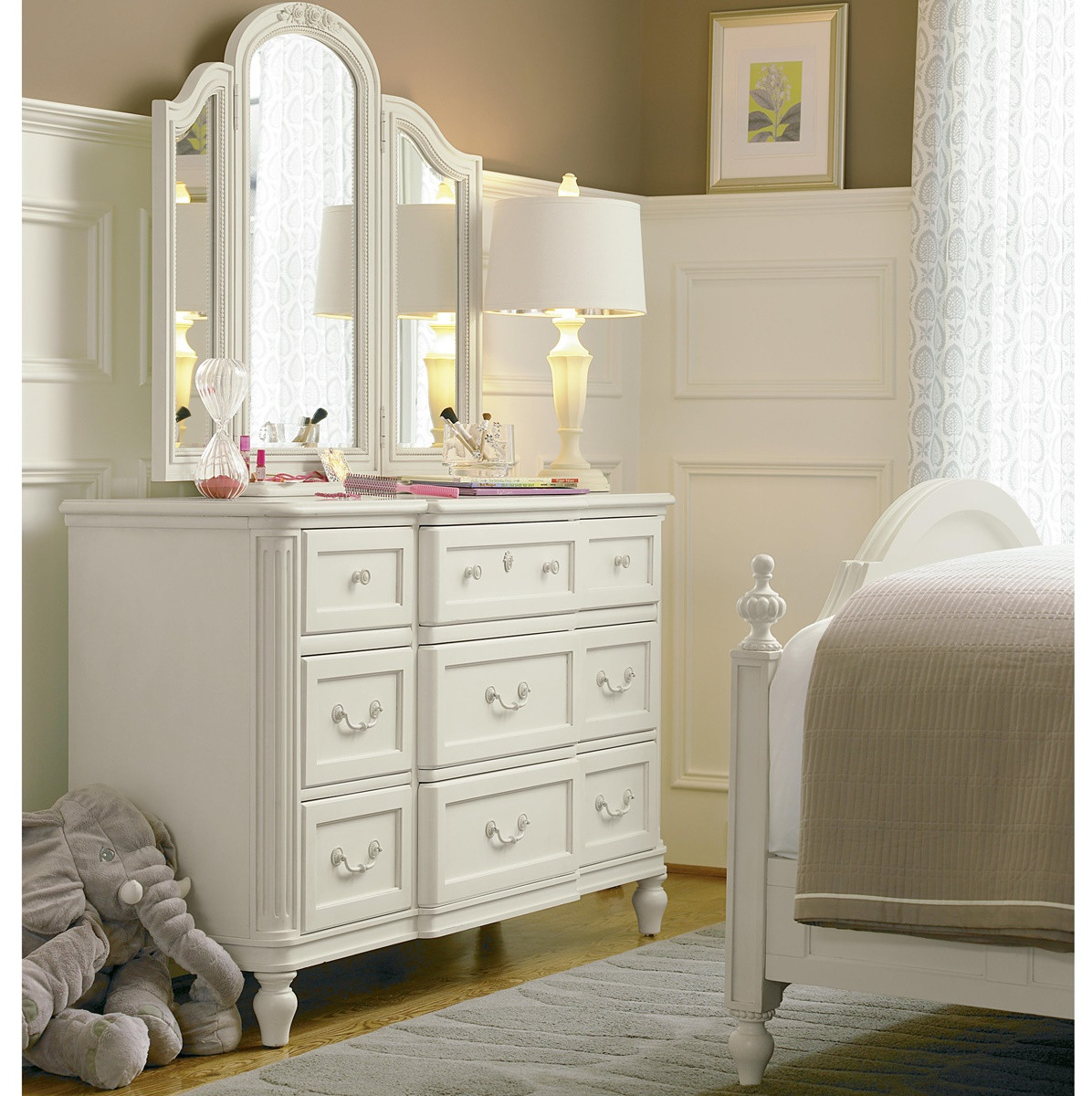 Rosalie Kids 9 Drawers Double Dresser - White | Zin Home