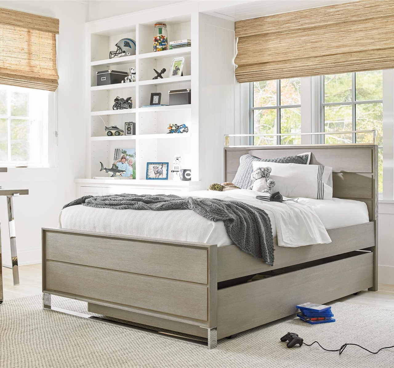 Grayson Modern Kids Room Trundle Bed with Storage Zin Home