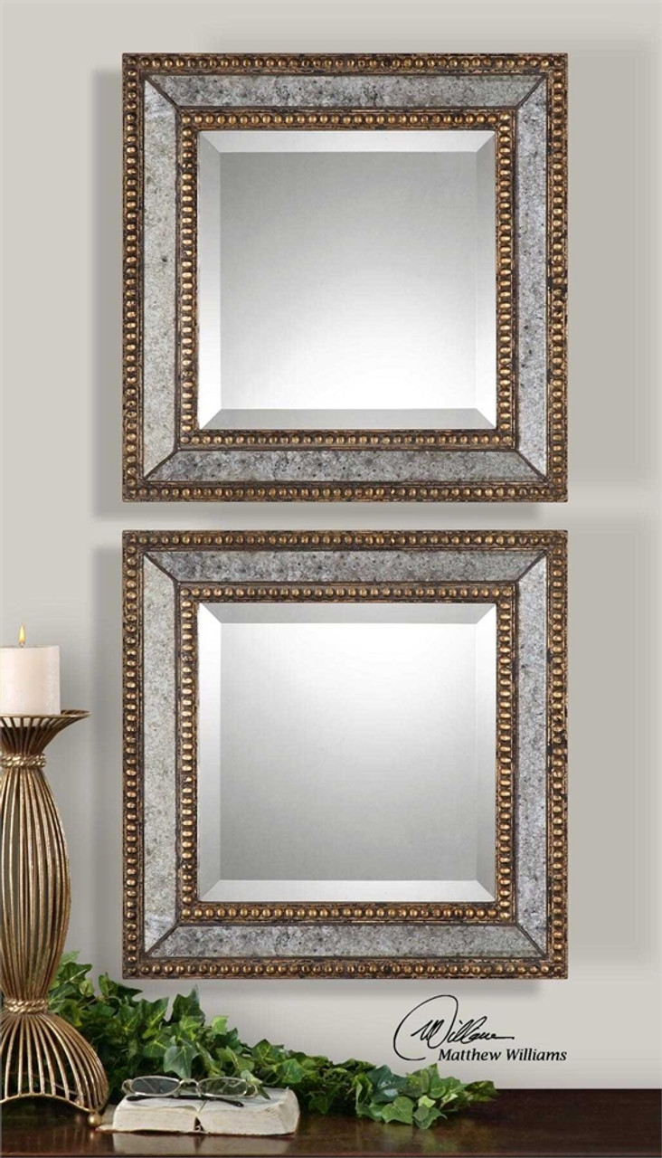 Antique Mirror Squares set of 4