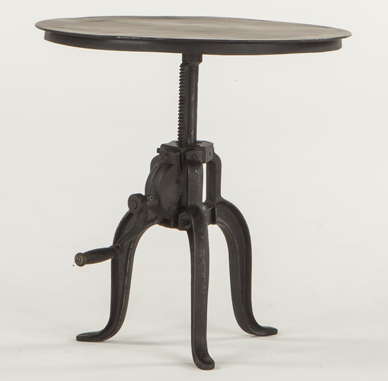 Steampunk Industrial Crank Adjustable Round End Table 24 Zin Home