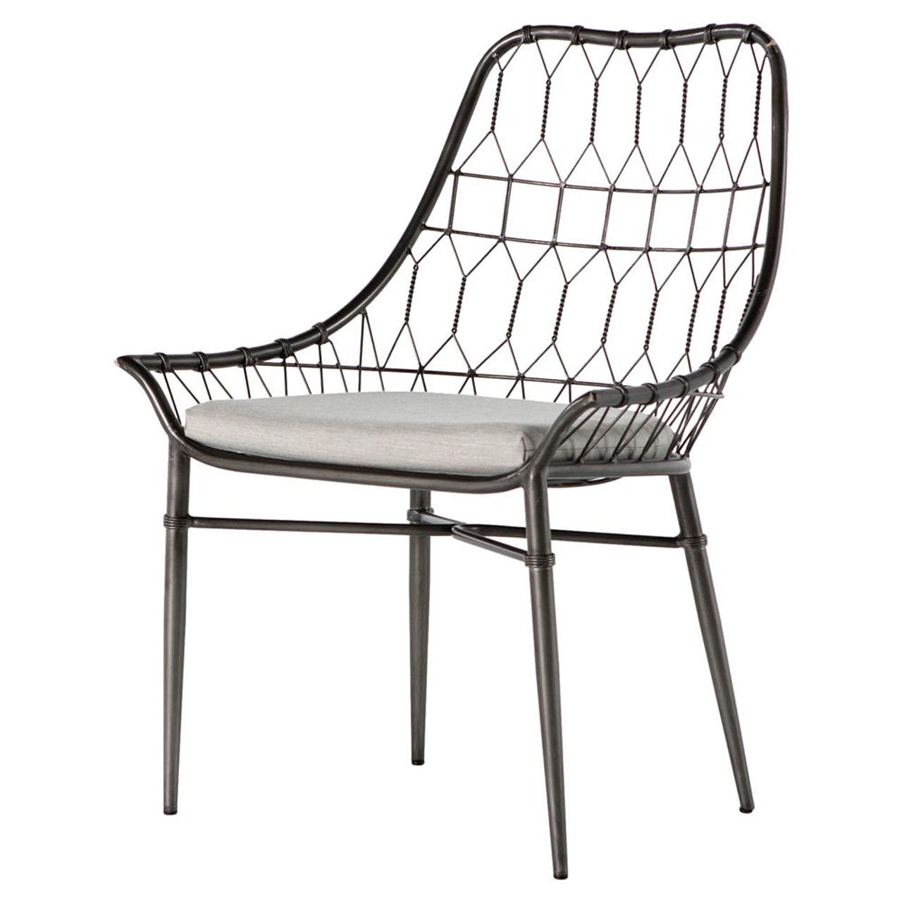 arman metal rattan scooped outdoor dining chair