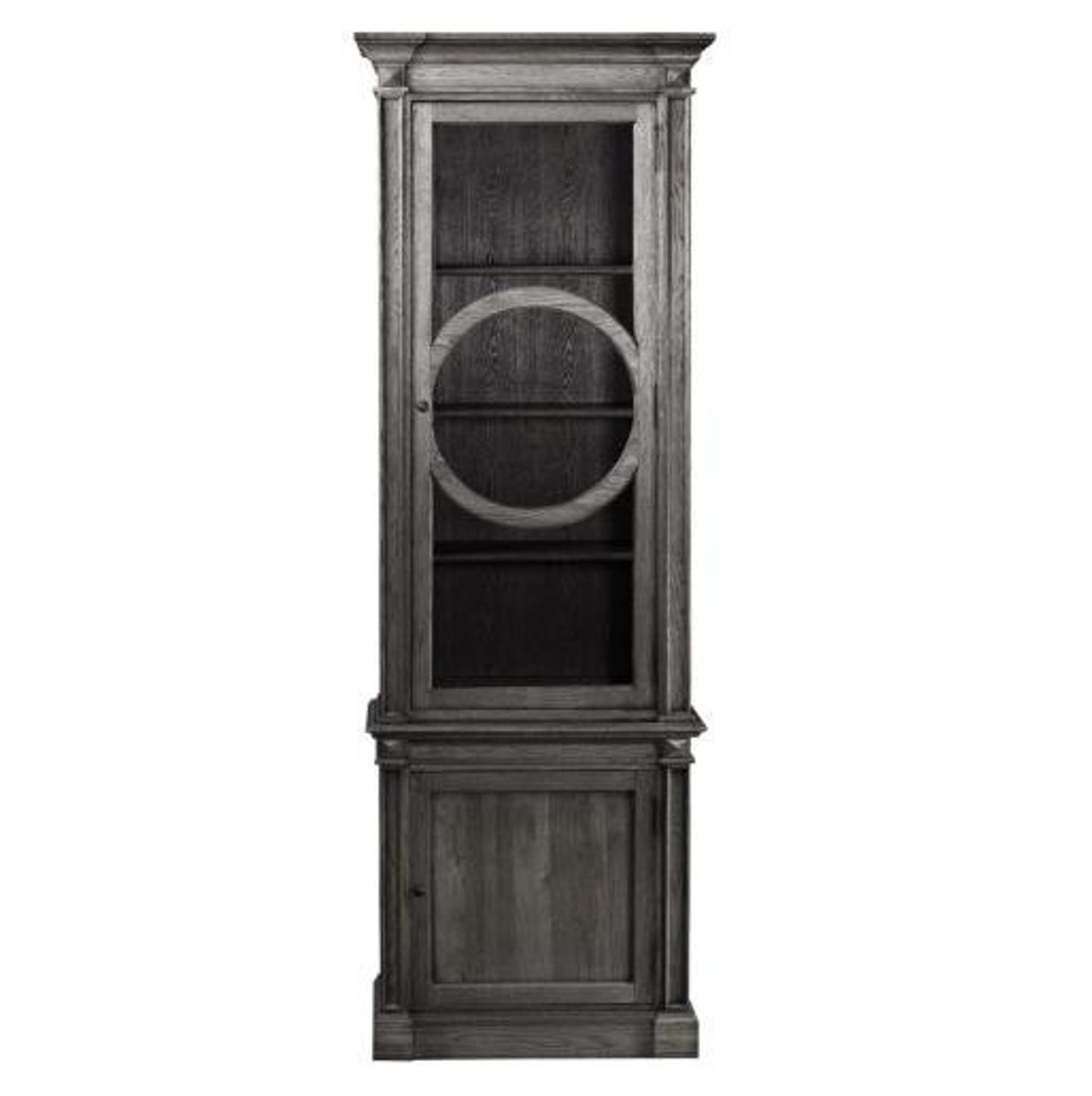 Parisian Vintage Oak Narrow Display Cabinet Gray Zin Home