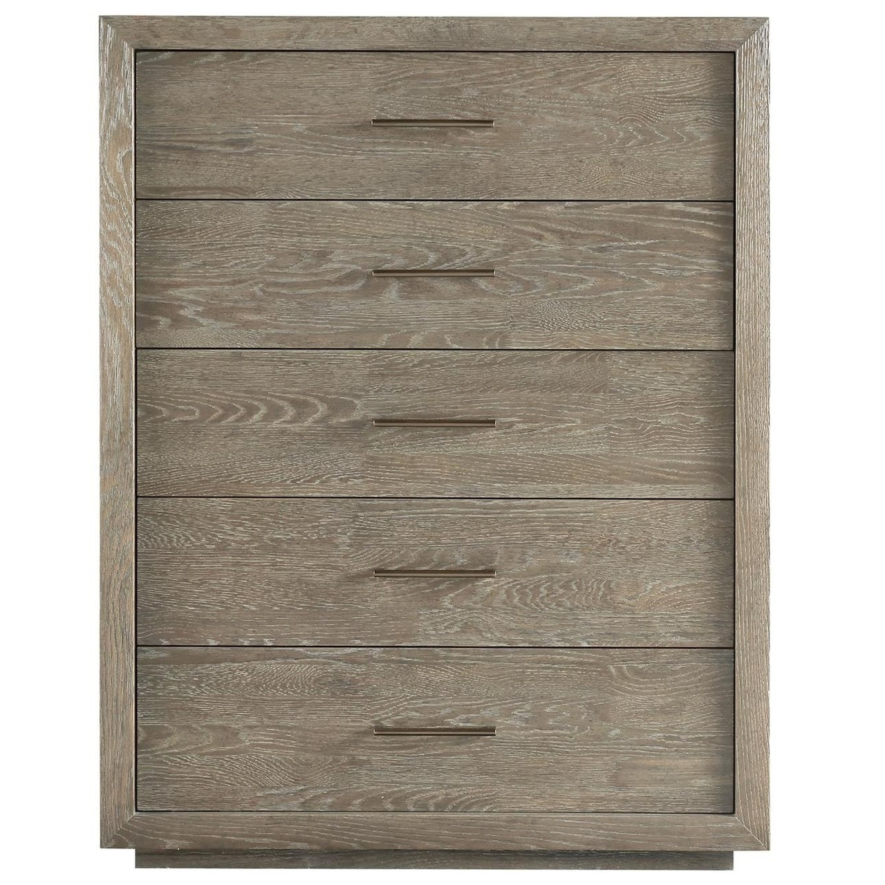 Wilshire Modern Oak Wood 5 Drawers Tall Chest Gray Zin Home