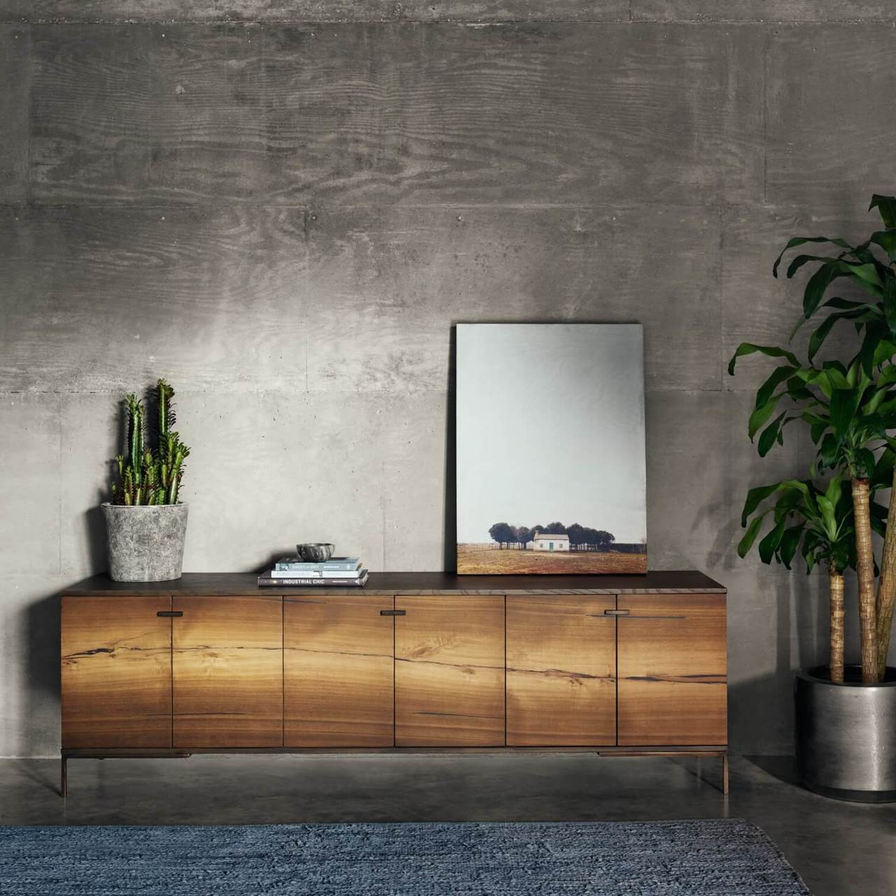 Cuzco Yukas Wood Modern Low Media Console 78