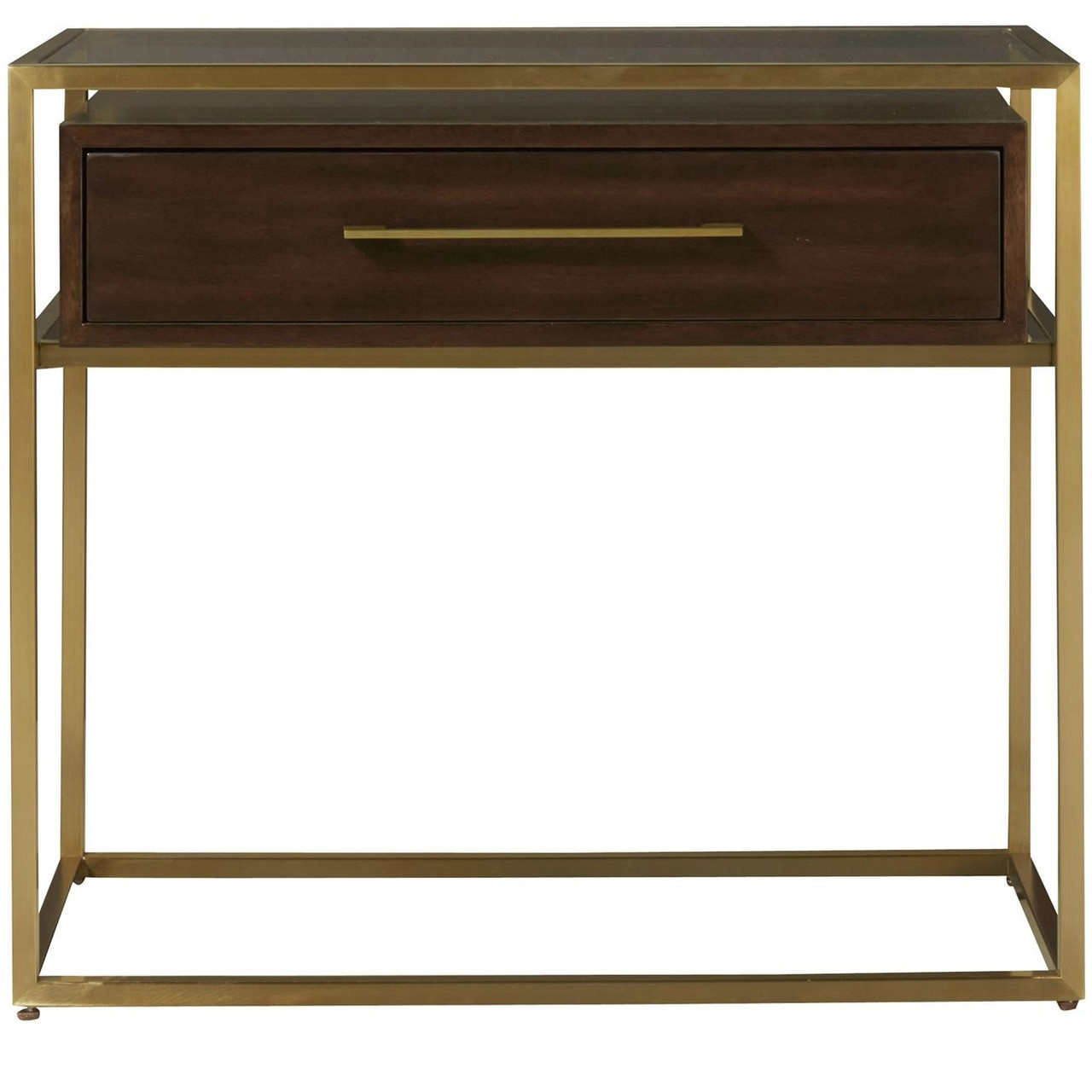 Gibson Modern Brushed Gold Mahogany 1 Drawer Nightstand Zin Home