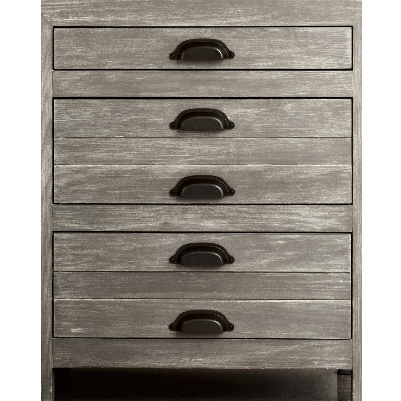 French Printermakers Rustic Gray Wood 3Drawers Nightstand Zin Home