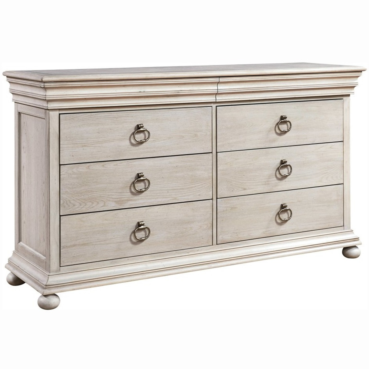 Belgian Cottage Carved Extra Wide Dresser Antiqued White Zin Home