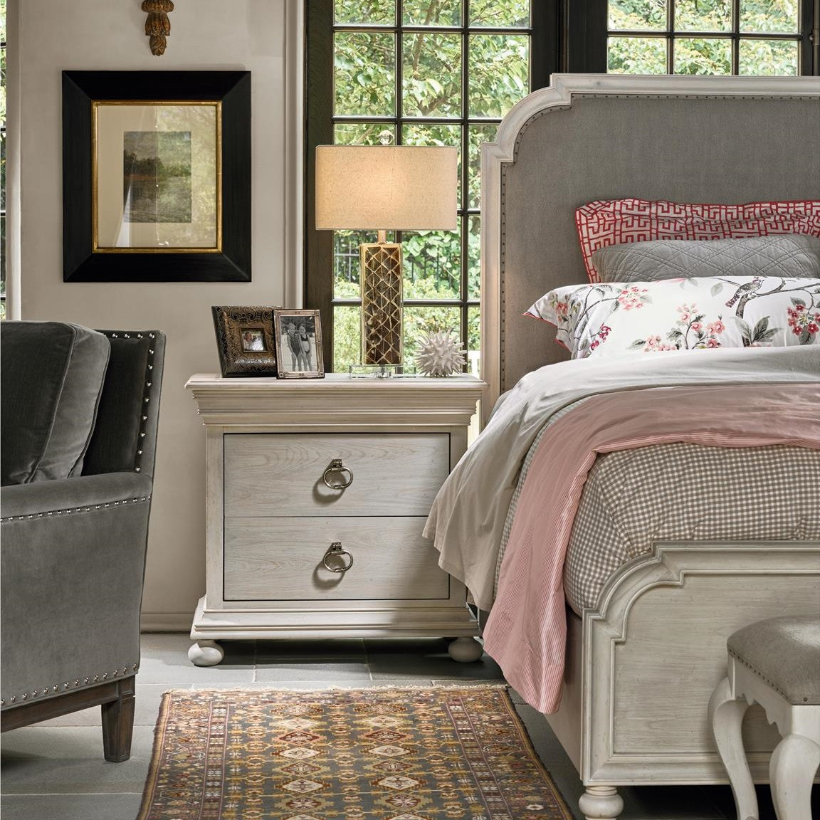 Belgian Cottage Carved 2Drawer Nightstand Antiqued White Zin Home