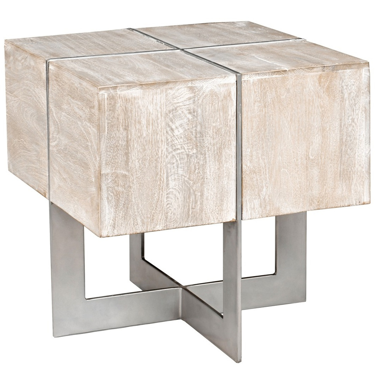 Uptown Whitewashed Solid Wood Square End Table