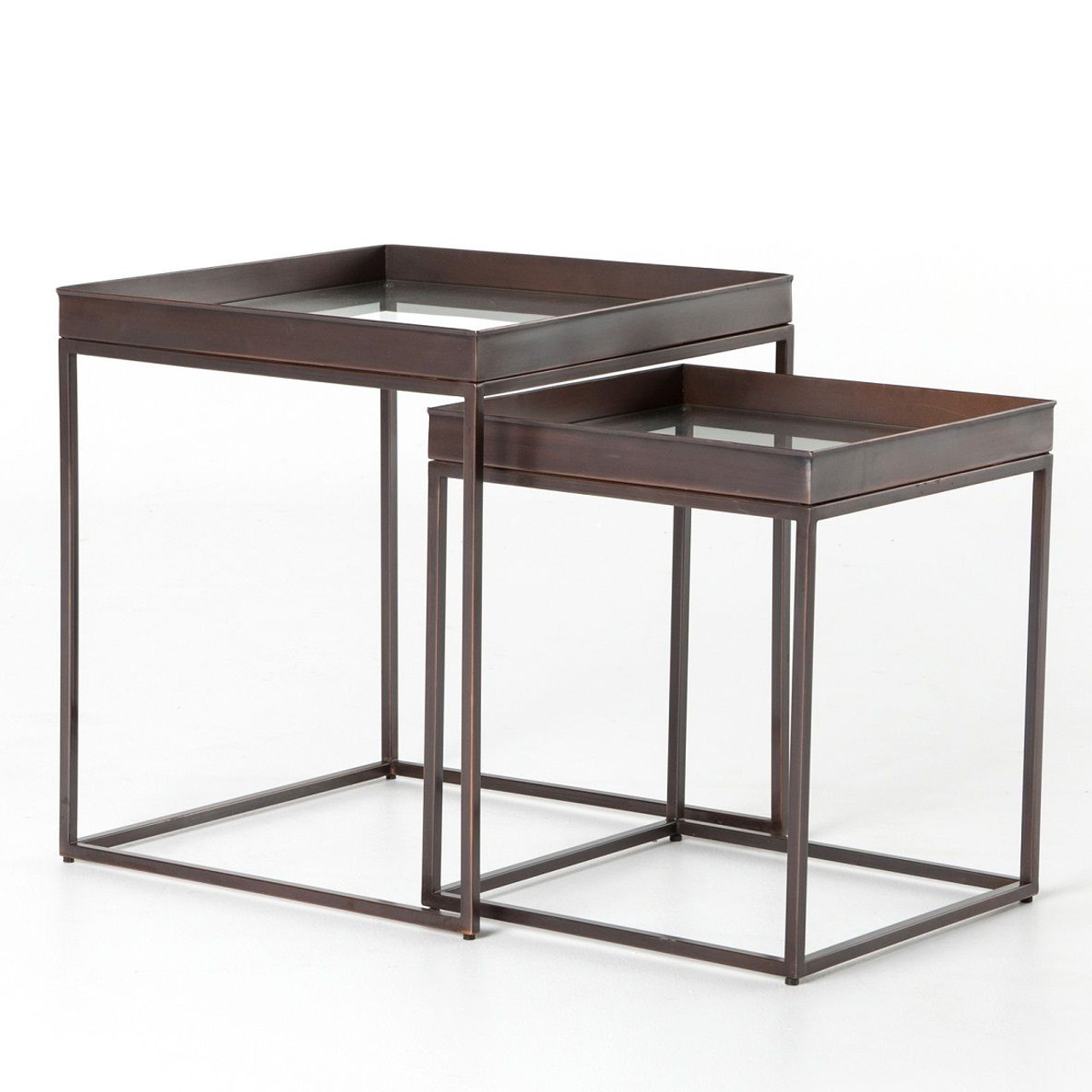 Bronze Antiqued Mirrored Nesting Nightstands Zin Home