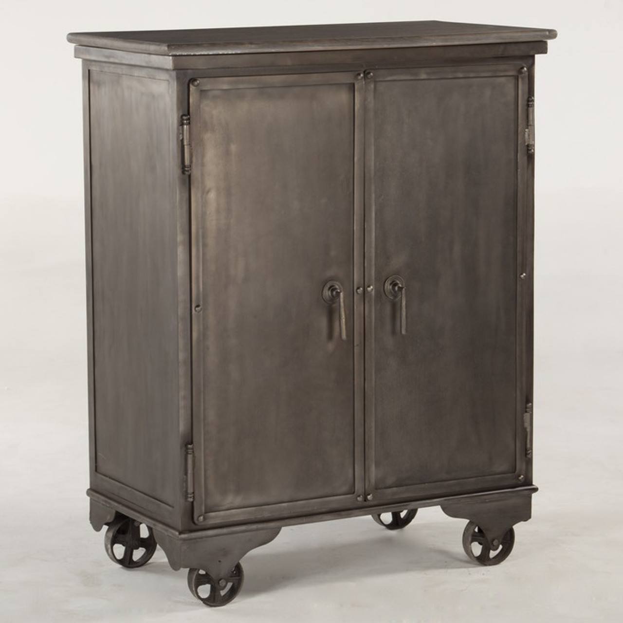 Steampunk Industrial Metal Rolling Bar Cart Cabinet Zin Home