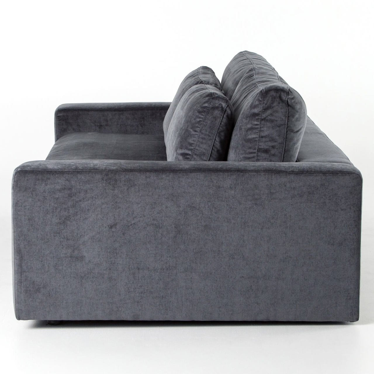 Bloor Contemporary Charcoal Grey Velvet Upholstered Sofa 98"