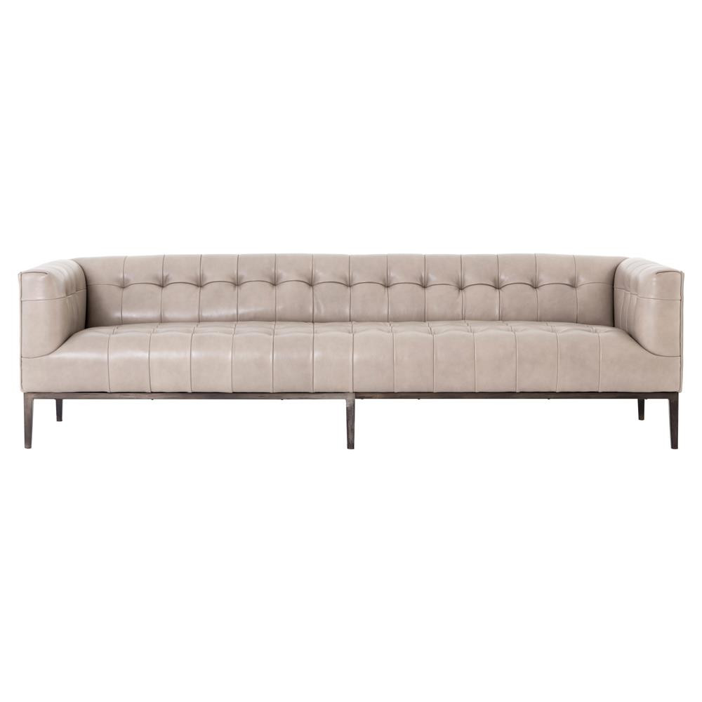 Marlin Modern Stone Leather Tufted Low Back Sofa 96"