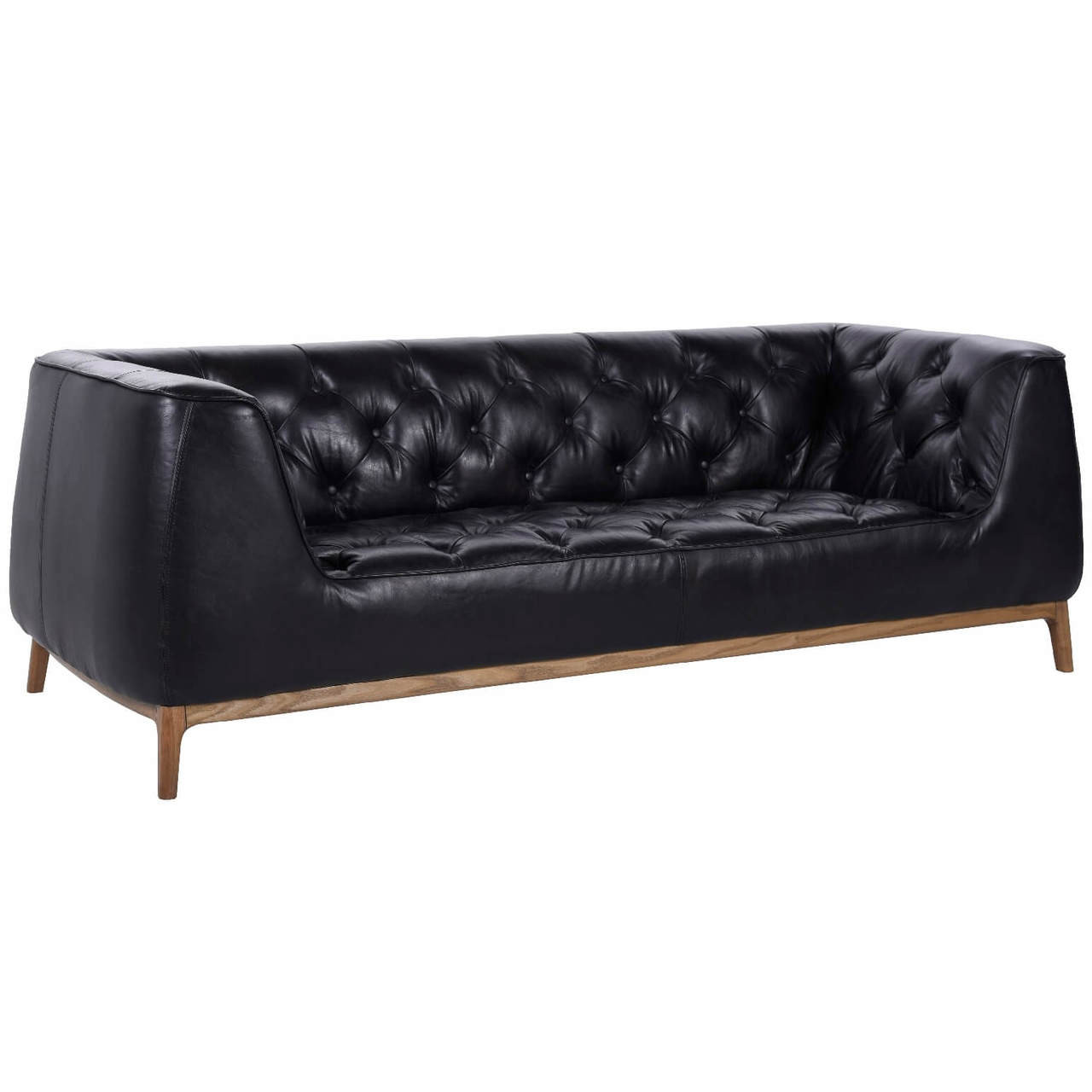 Remington Distressed Black Leather Tufted Sofa 86 - Remington Distressed Black Leather Tufted Sofa 86