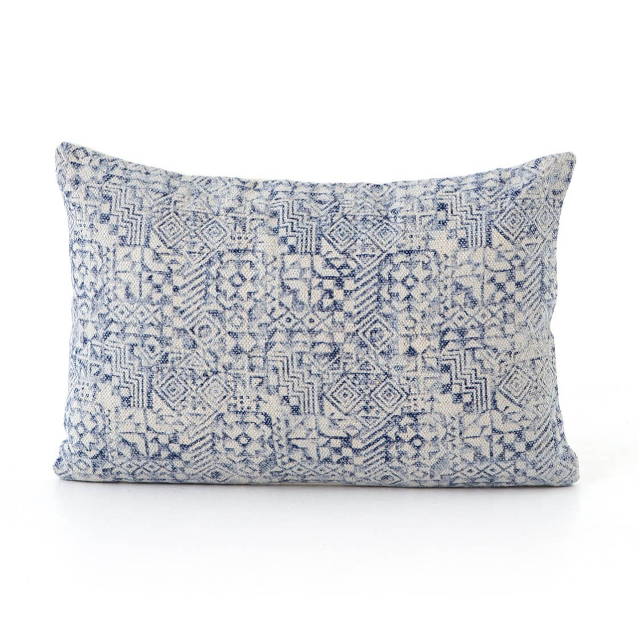 Dhurrie Faded Blue Mosaic Print Lumbar Pillows | Zin Home