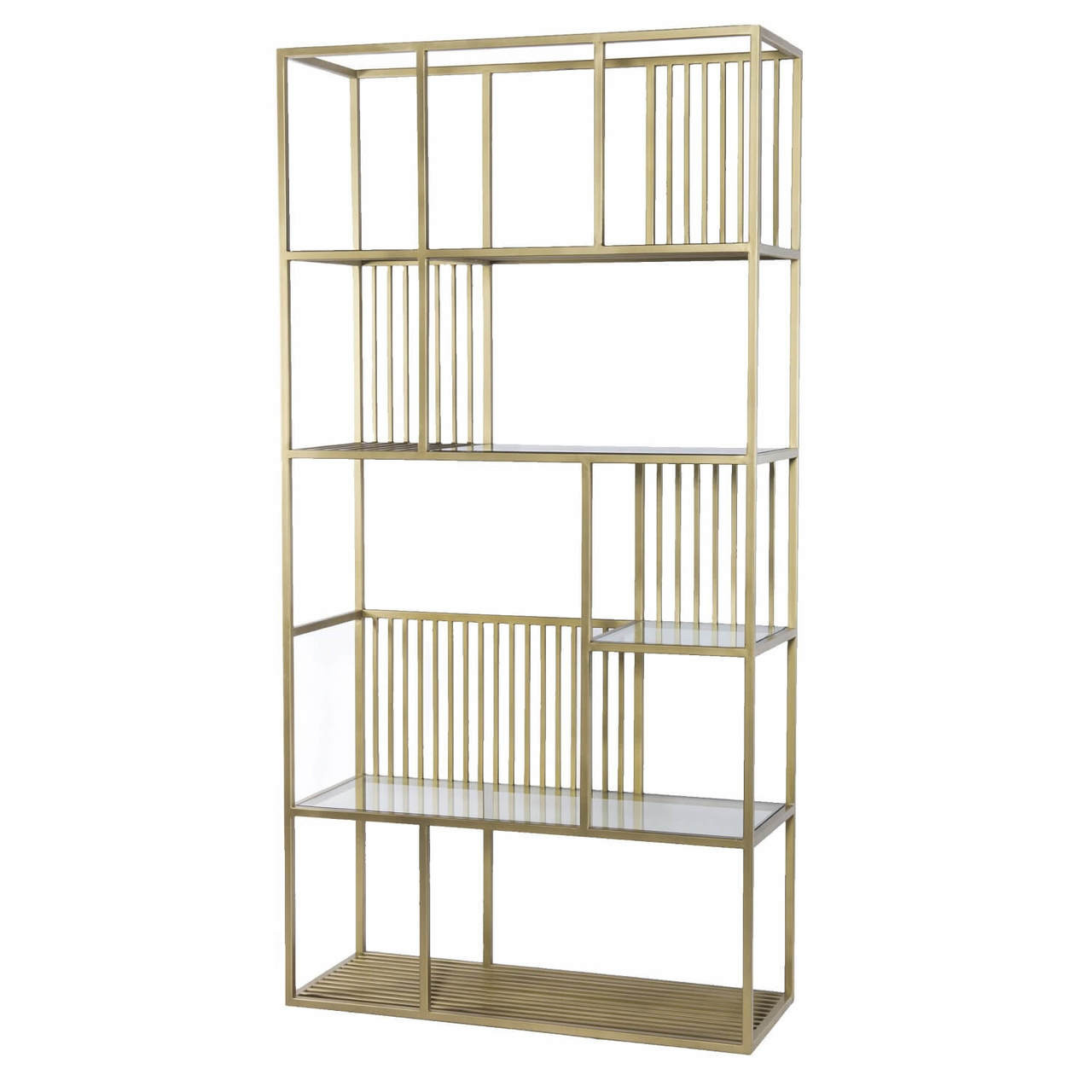 Cage Regency Brass And Glass Shelf Bookcase Etagere 42 Zin Home