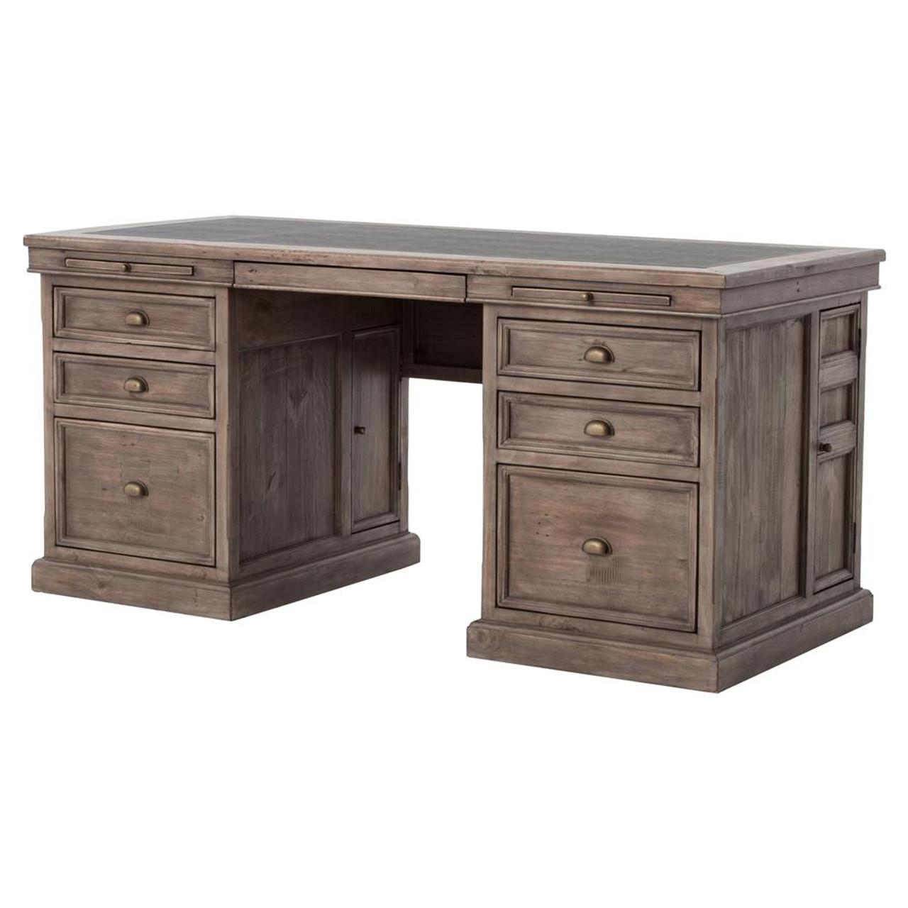 Albert Rustic Reclaimed Pine Wood Executive Desk 69 Zin Home