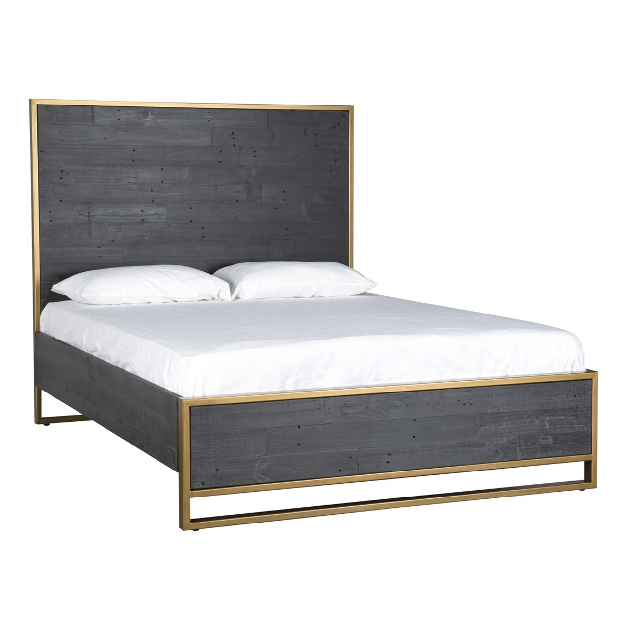 Elle Brass Frame Reclaimed Wood California King Platform ...