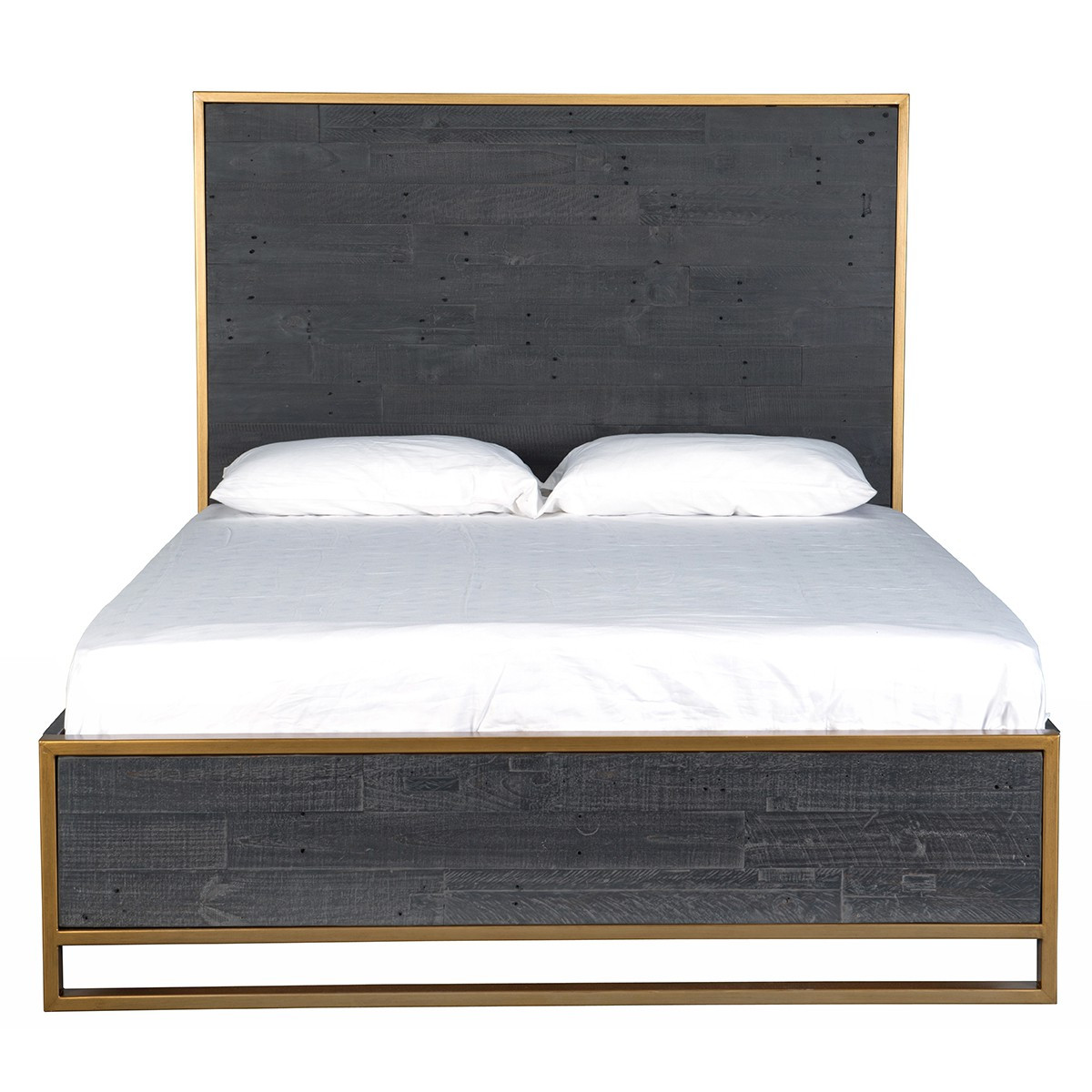 Elle Brass Frame Reclaimed Wood California King Platform Bed Zin Home