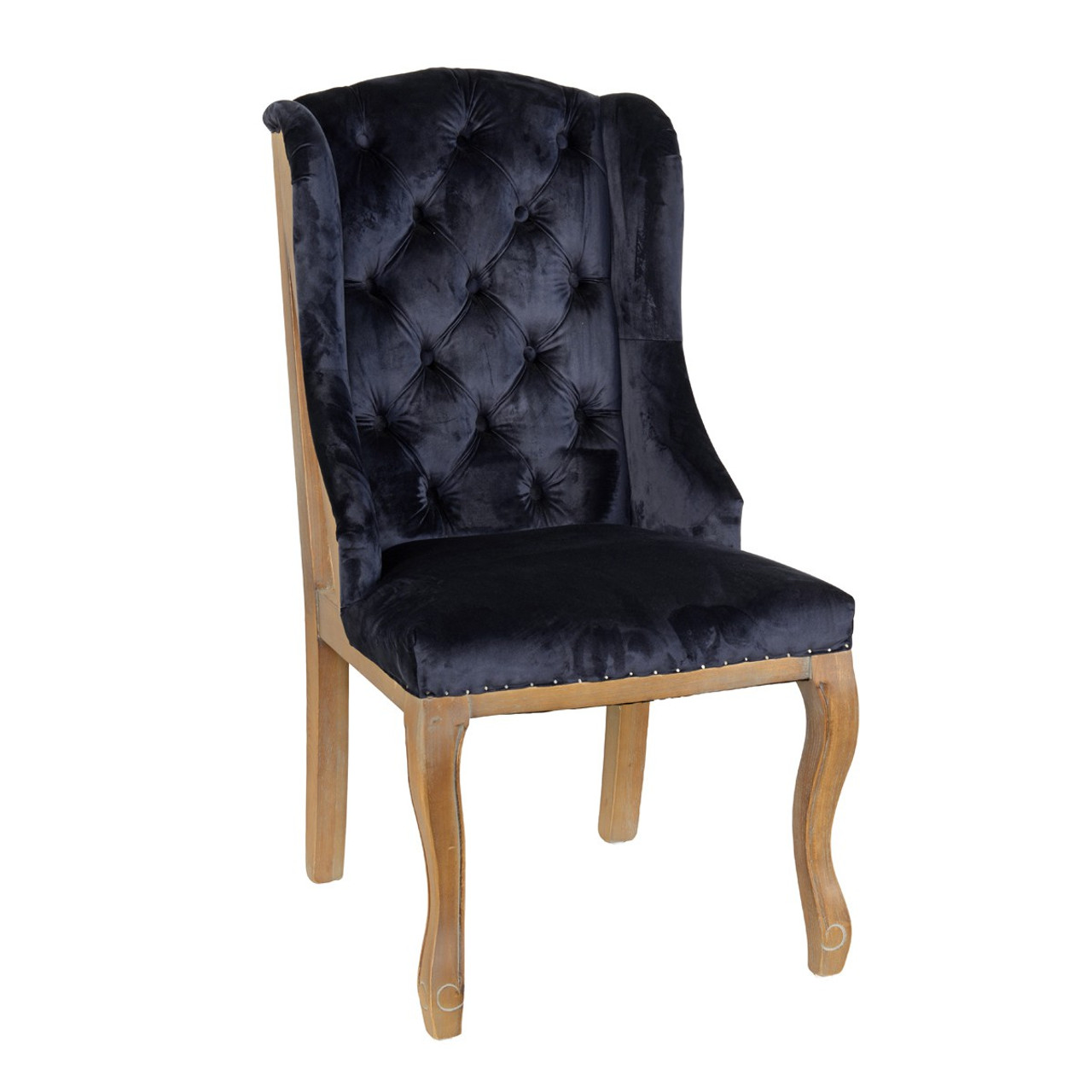 Deconstructed Navy Velvet Wingback Dining Chair Zin Home