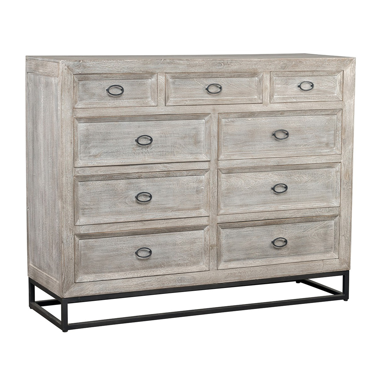 Marabella Solid Wood Whitewash 9 Drawer Dresser Zin Home