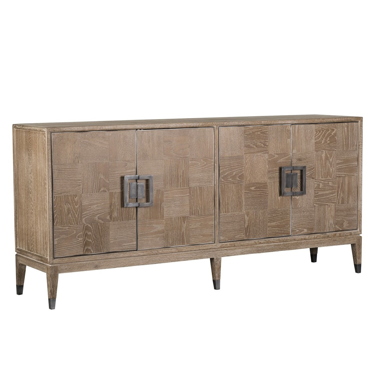 Art Deco Natural Oak Wood Sideboard with Brass 76