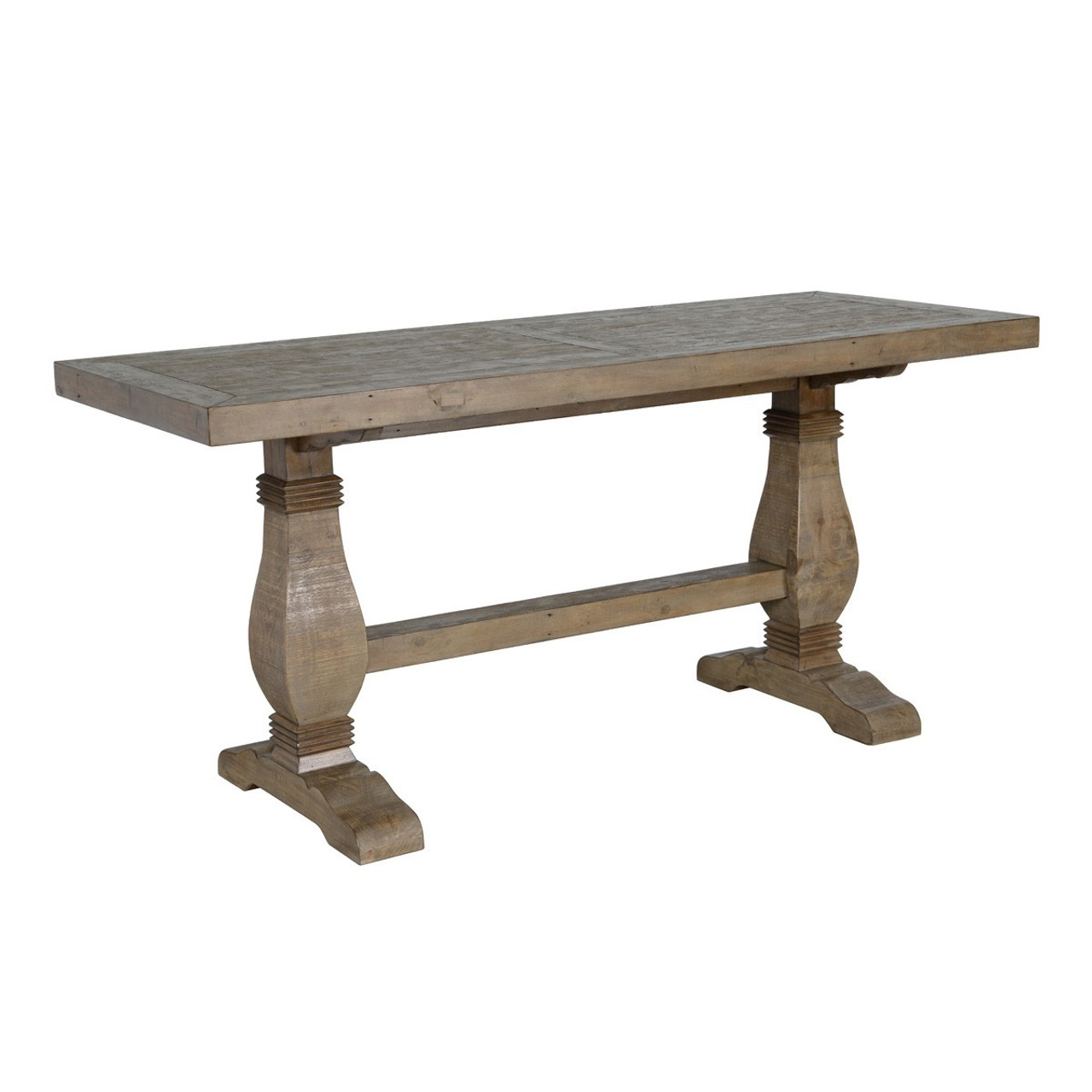 Farmhouse Reclaimed Wood Double Trestle Counter Height Table 77