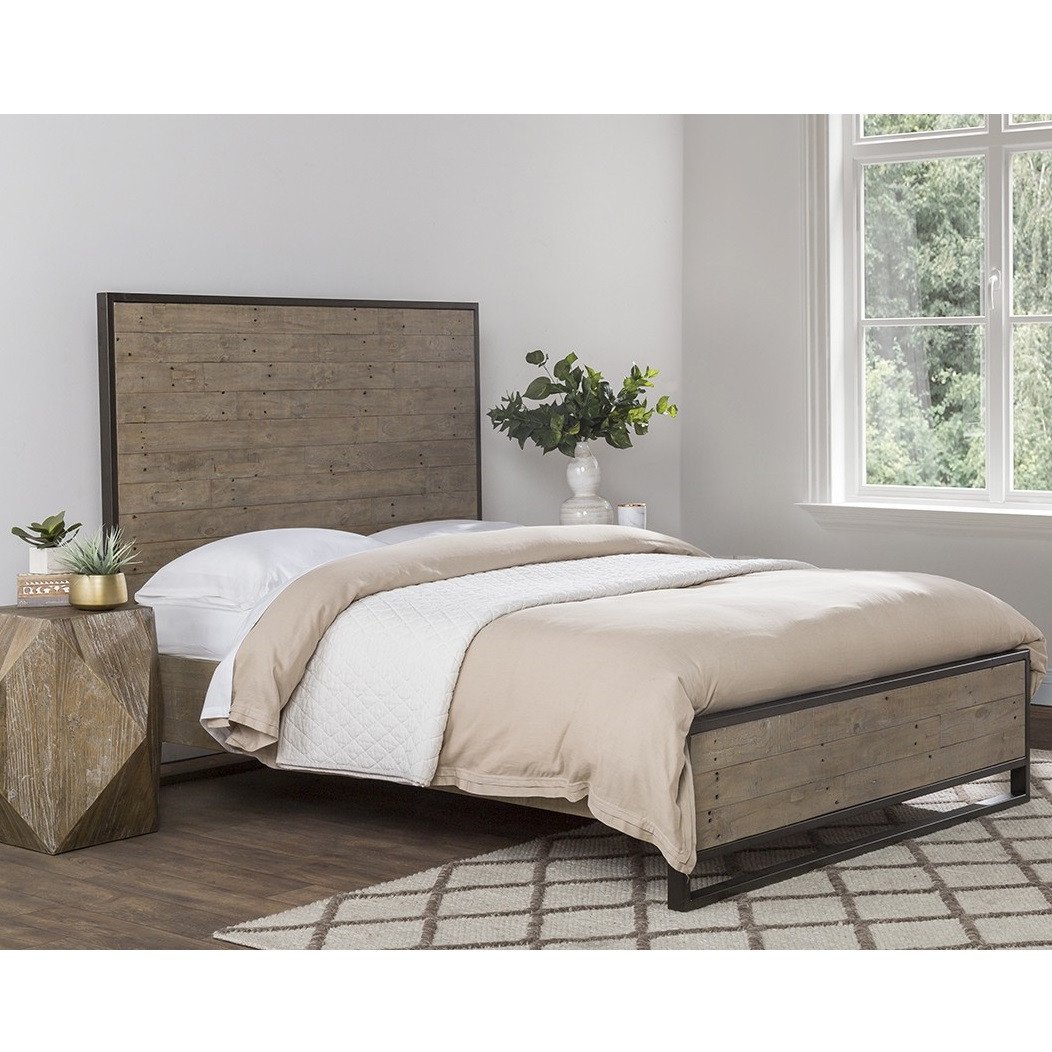 Elle Taupe Reclaimed Wood California King Platform Bed Zin Home