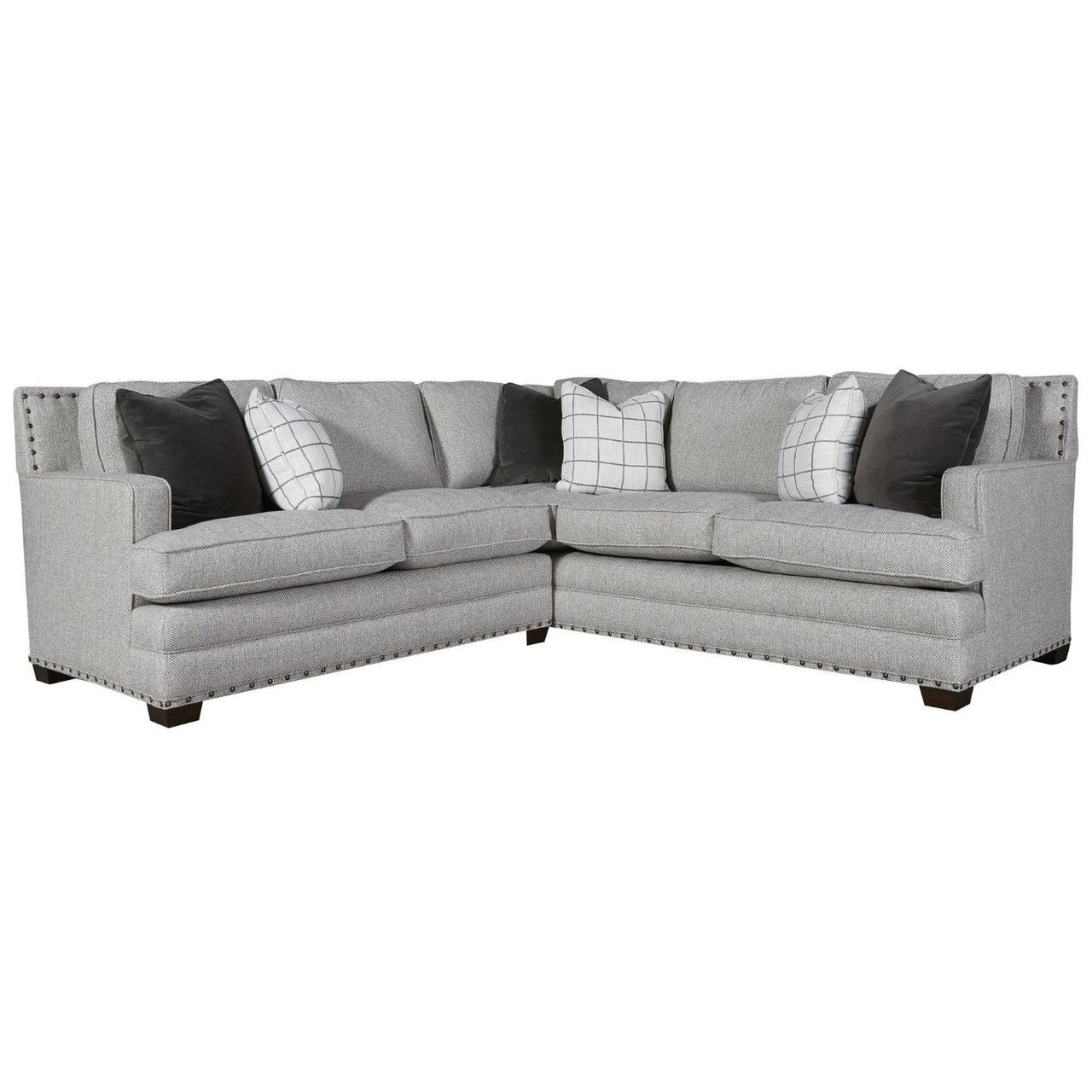 Riley 2 Piece Small Corner Sectional Sofa With Nailheads 96 Zin