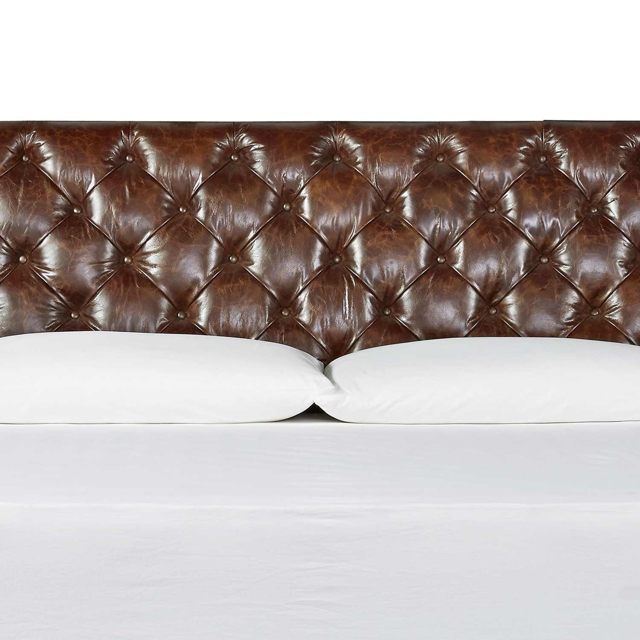 Leather Headboard KING - Whiskey Brown - Hanging with Straps