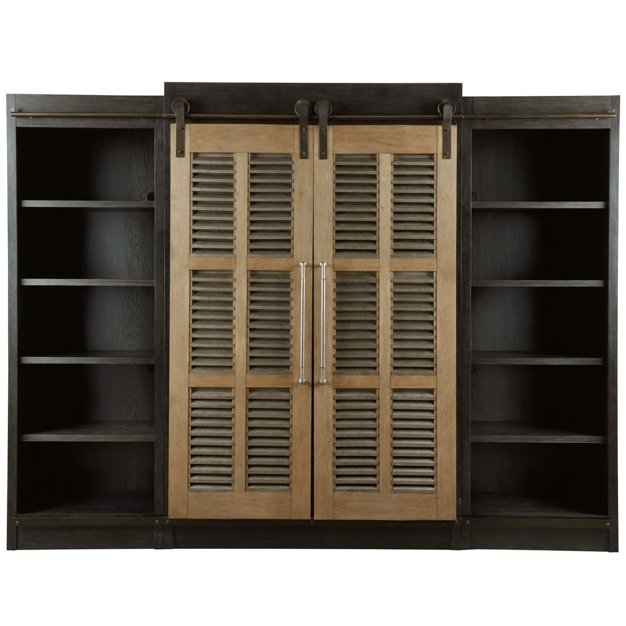 Darcy Sliding Barn Door Entertainment Center with Bookcase Zin Home
