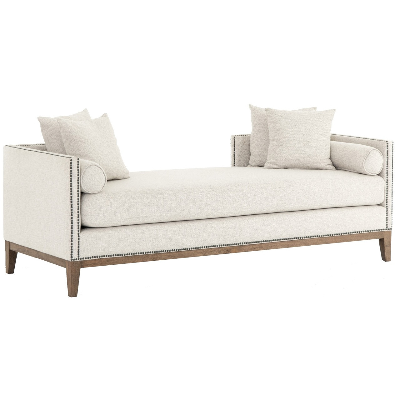 Kensington Neutral Upholstered Double Chaise Daybed Zin Home