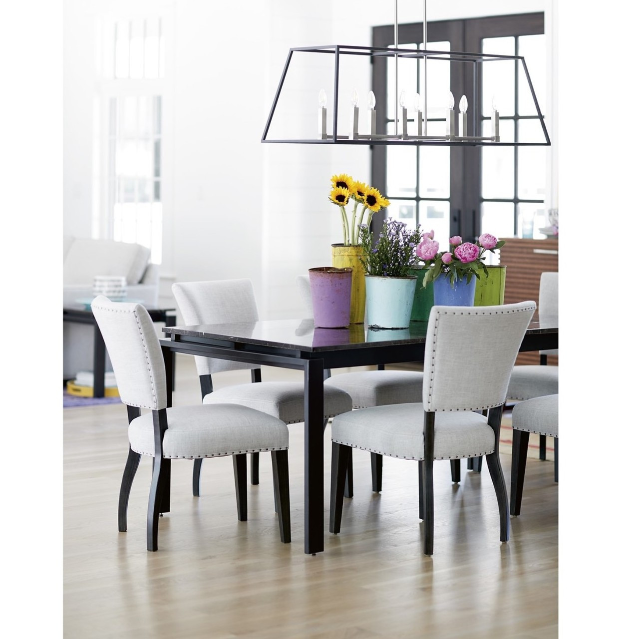 Parsons Black Marble Top/ Dark Bronze Base Dining Table 74" | Zin Home