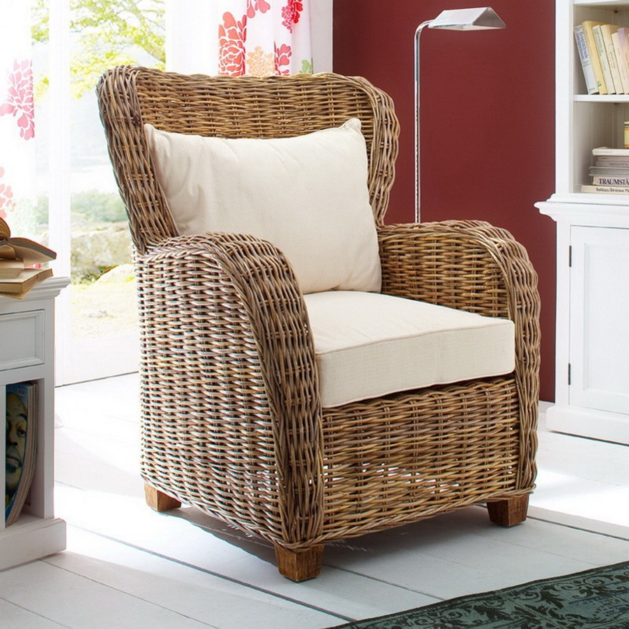 Gabby Coastal Wicker Wingback Accent Chair Zin Home