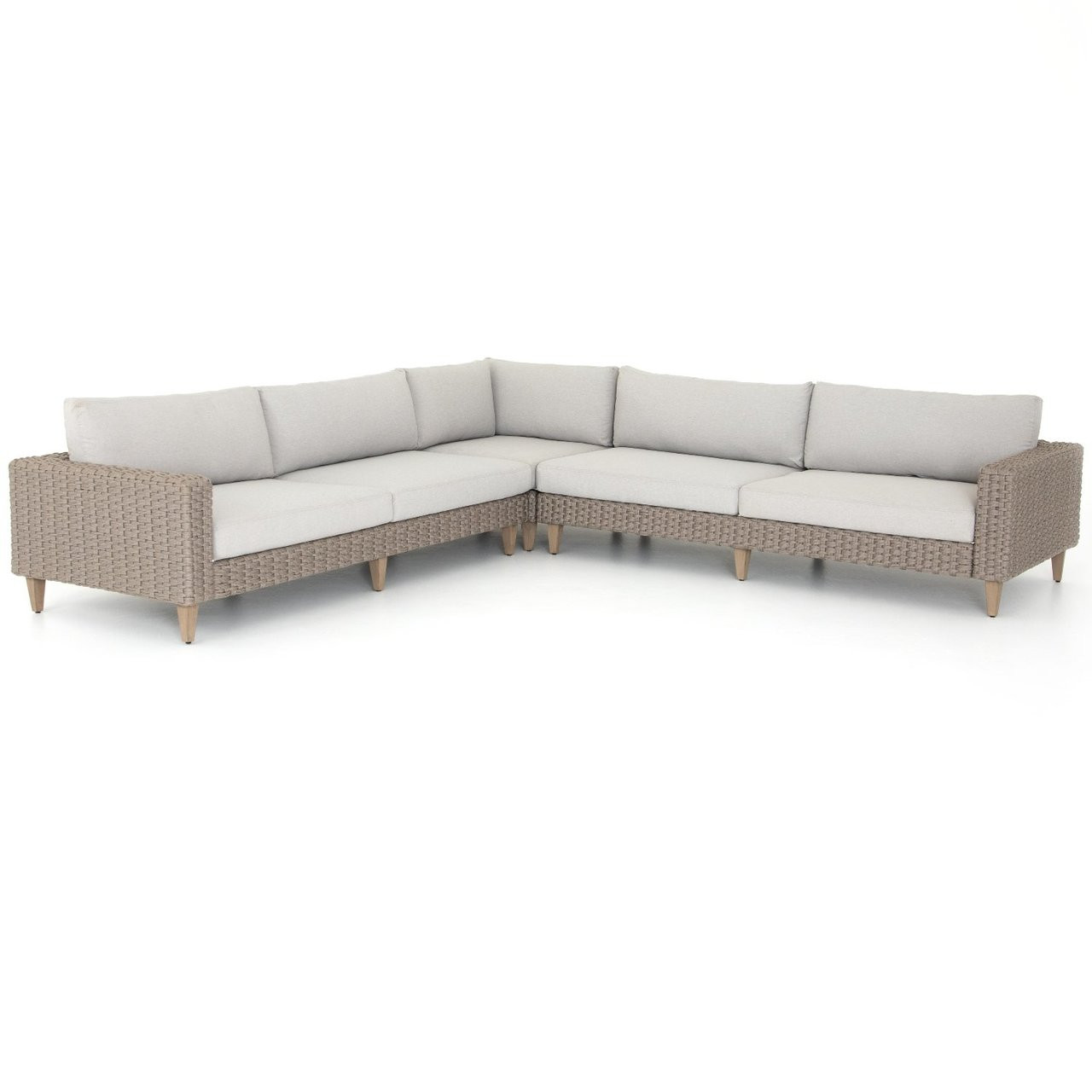 Remi Grey Woven Rope Outdoor 3 Pc Corner Sectional Sofa 122 Zin