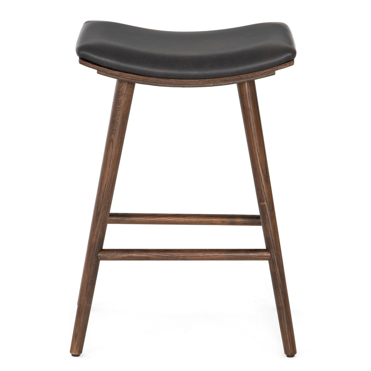 Saddle Mid-Century Black Leather Bar Stool | Zin Home