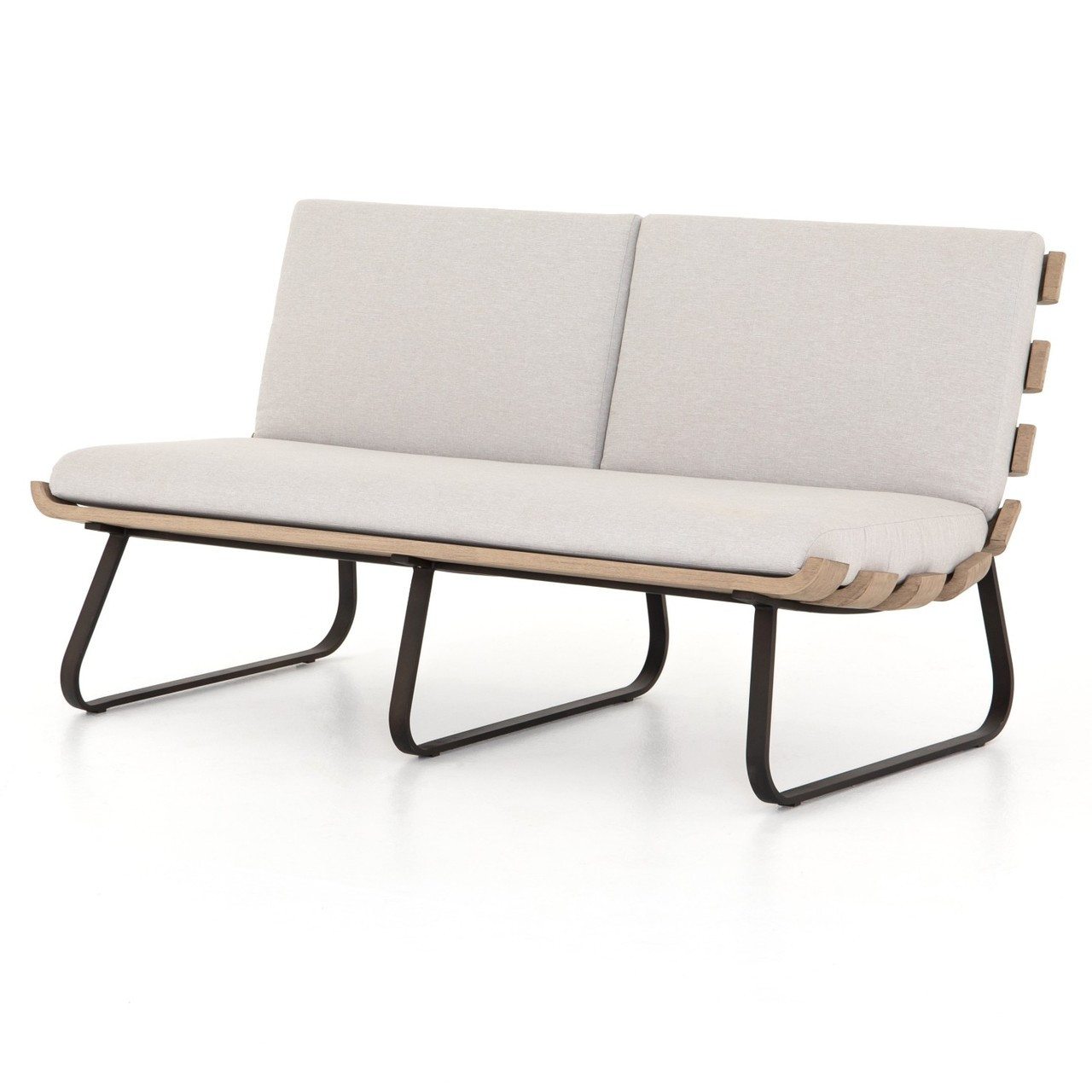 Dimitri Teak Wood Grey 2 Seater Armless Outdoor Sofa 63 Zin Home