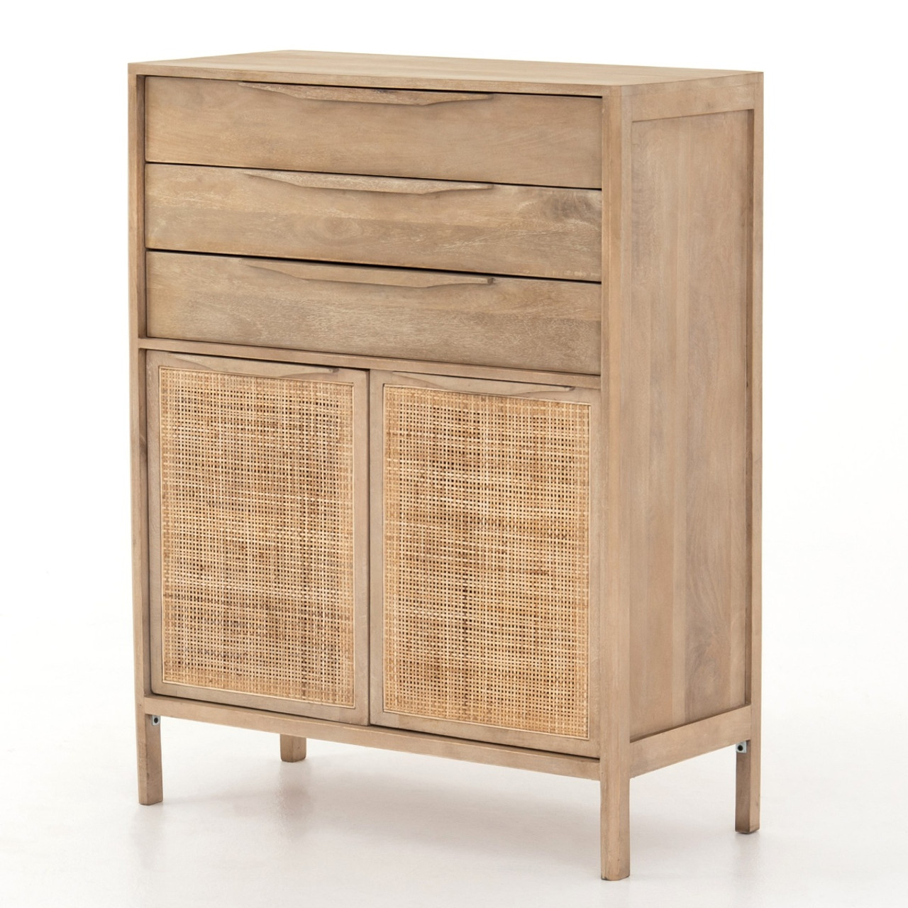 Sydney Woven Cane Tall Chest Of Drawers Mango Wood Zin Home