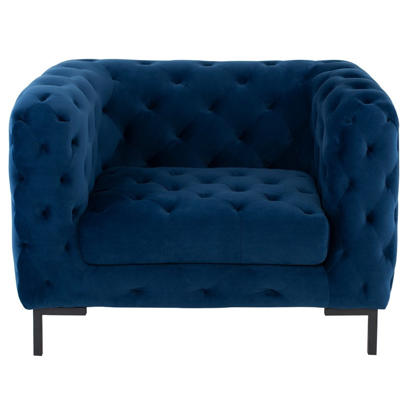 Tufty Petrol Blue Velvet Upholstered Club Chair Zin Home